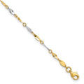 Bracelet de cheville bicolore poli en or 14 carats, 9 po avec rallonge de 1 po