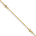 Bracelet de cheville 5 stations en oxyde de zirconium poli or 14k, 9 po avec rallonge de 1 po