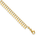 Bracelet de cheville fantaisie poli en or 14 carats, 9 po avec rallonge de 1 po