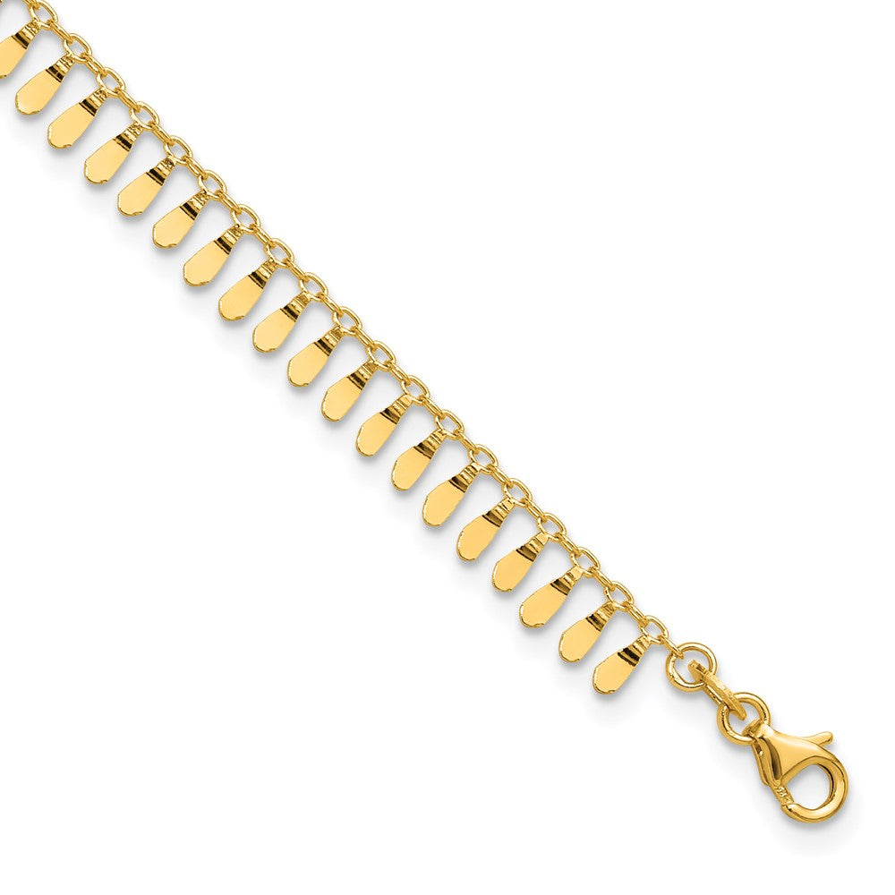 Bracelet de cheville fantaisie poli en or 14 carats, 9 po avec rallonge de 1 po