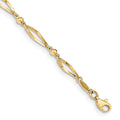Bracelet de cheville de 9 pouces en or 14 carats poli et taille diamant