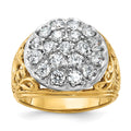 14k Two-tone Men's Kentucky Cluster Ring Mounting for 2ctw Diamond