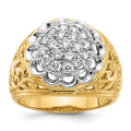 14k Two-tone Men's Polished Filigree Cluster Ring Mounting