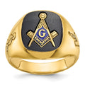 14k Men's Grooved with Onyx Blue Lodge Masonic Ring