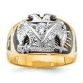 Monture de bague maçonnique texturée pour homme, deux tons, 14 carats, 32e degré du Rite écossais