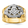 14k Two-tone Men's Textured Blue Lodge Masonic Ring Mounting