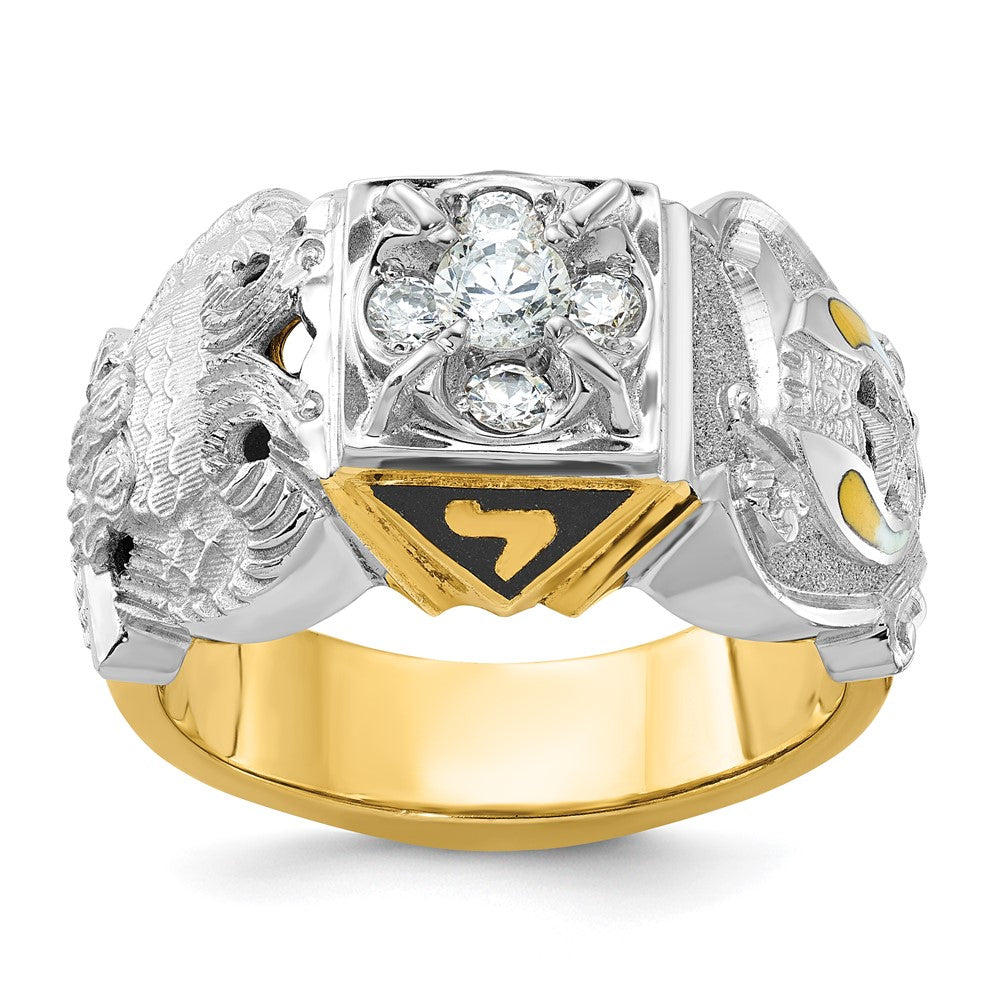 Bague maçonnique Shriner pour homme en émail et diamants, bicolore, 14 carats