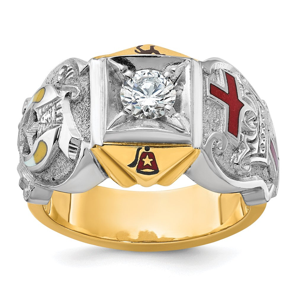Monture de bague maçonnique des Templiers et des Rétif pour homme, bicolore en or 14 carats