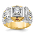 Bague maçonnique Shriner pour homme en or bicolore 14 carats, émaillée et diamantée