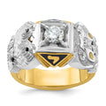 Monture de bague maçonnique pour homme, modèle Aigle double, en or bicolore 14 carats