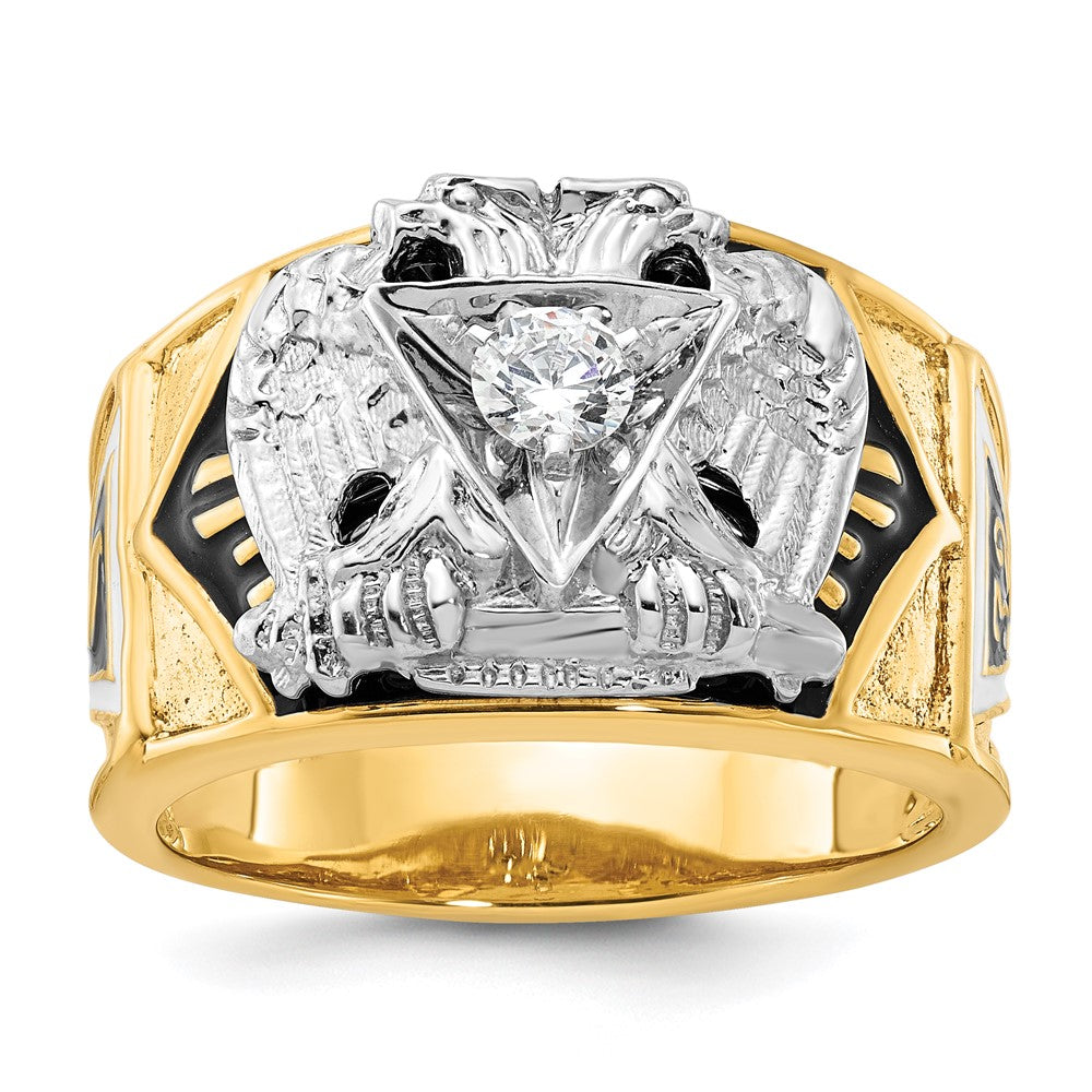 14k Two-tone Men's Enamel and Diamond 32nd Scottish Rite Masonic Ring
