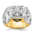 Bague maçonnique de souverain de l'Aigle en émail et diamant bicolore 14 carats pour homme