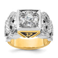 14k Two-tone Men's Textured 32nd Scottish Rite Masonic Ring Mounting