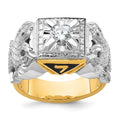 Monture de bague maçonnique pour homme, 32e degré du Rite écossais, texturée, en or deux tons 14 carats