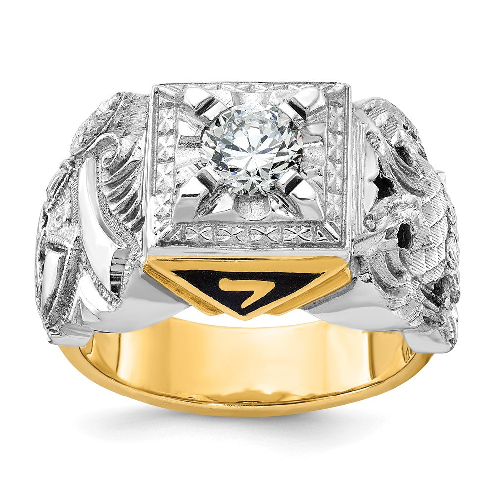 14k Two-tone Men's Enamel and Diamond Eagle Masonic Shriner's Ring