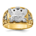 Bague maçonnique bicolore pour homme, en or 14 carats, texturée et émaillée, 33e degré