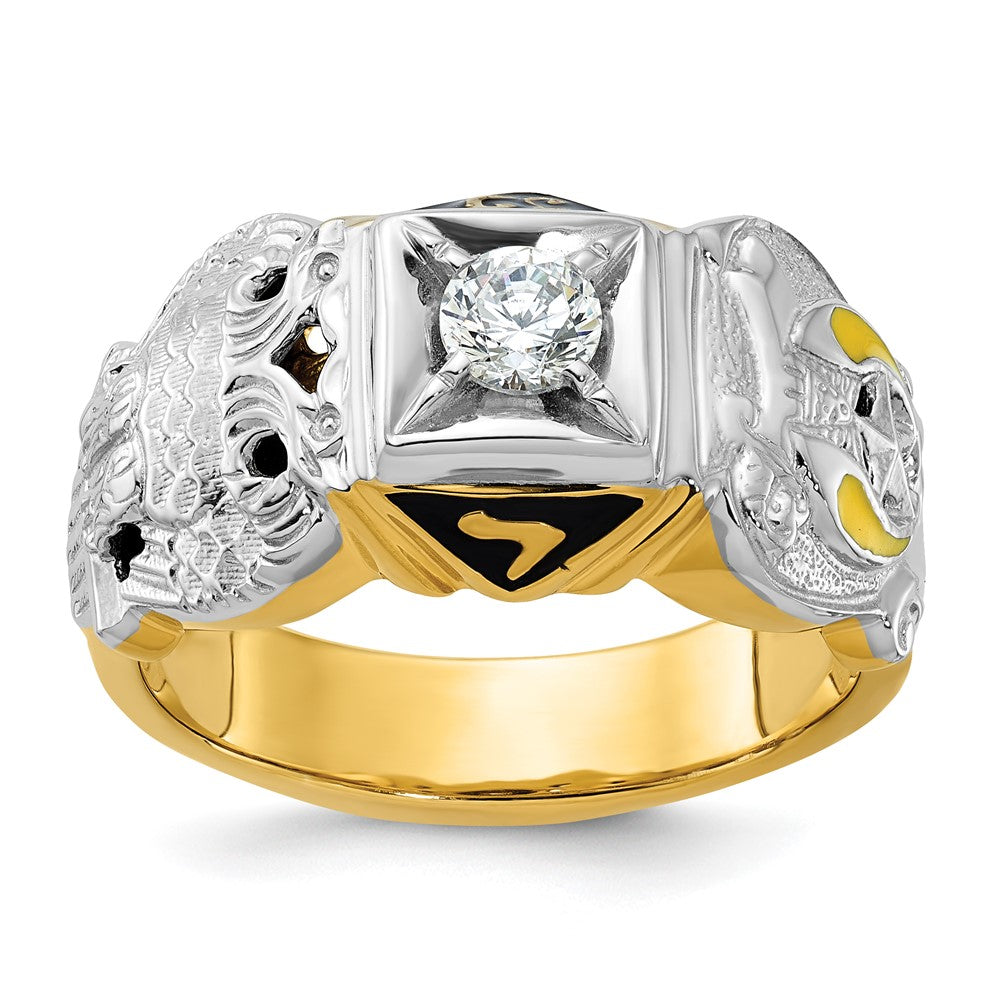 Monture de bague maçonnique pour homme « Double Eagle » de Shriner en or bicolore 14 carats
