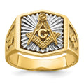Bague maçonnique Lodge Master texturée bleue bicolore en or 14 carats pour homme