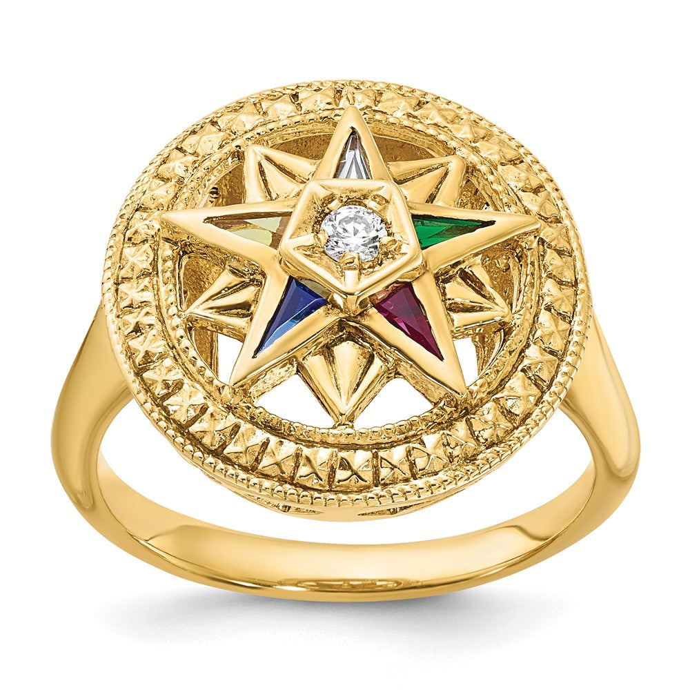14k Women's Polished and Textured Eastern Star Ring Mounting
