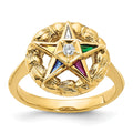 Bague Eastern Star pour femme en or 14k texturé avec oxydes de zirconium multicolores et diamants
