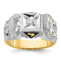 Bague maçonnique Shriner pour homme en émail et diamants, bicolore 14 carats