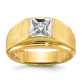 Monture de bague pour homme en or deux tons 14 carats, finitions polie et satinée, avec diamants
