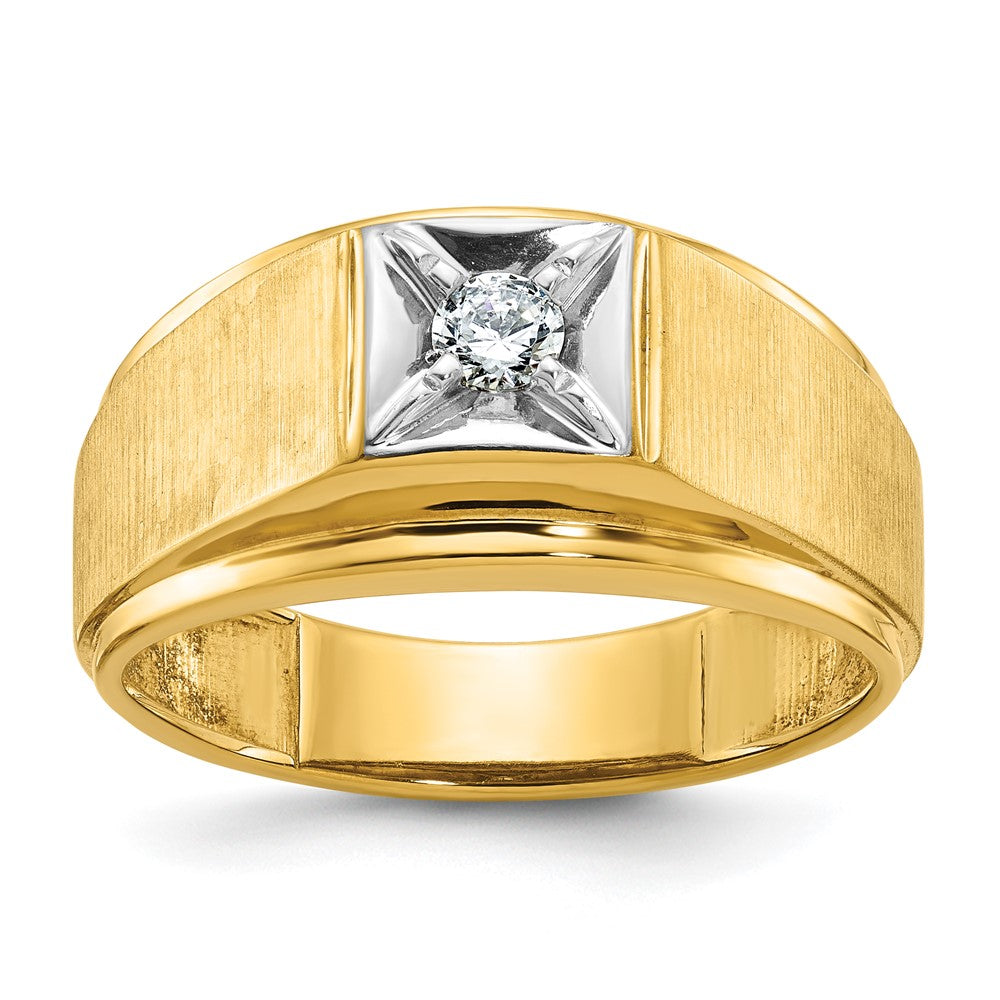 14k Two-tone Men's Polished and Satin Diamond Ring Mounting