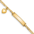Bracelet gourmette pour enfant en or 14 carats avec pendentif cœur