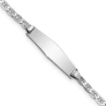 Bracelet d’identification à maillons d’ancre en forme de diamant souple, en or blanc 14 carats, avec diamants