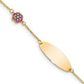 Bracelet jonc enfant en or 14 carats émaillé à motif floral, avec rallonge de 1,27 cm