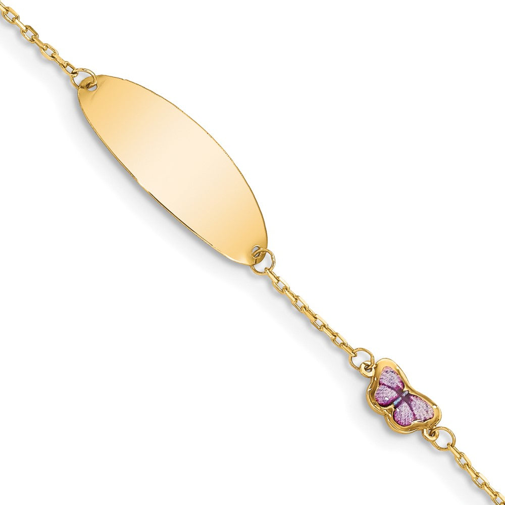 14k Children's Enamel Butterfly ID Bracelet, with 0.5 in Extender