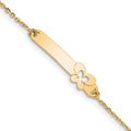 Gourmette enfant papillon polie en or 14k, avec rallonge de 1 po