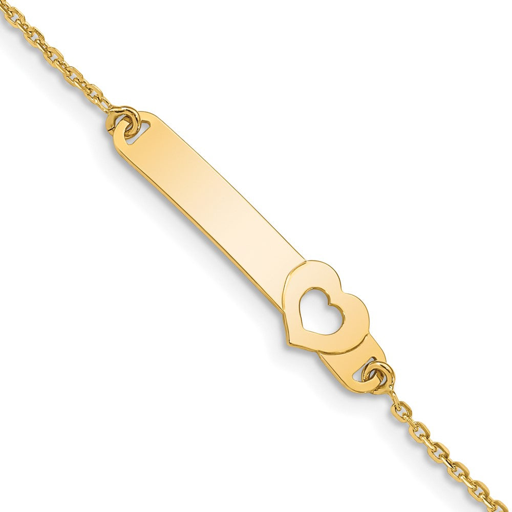 14k Children's Polished Heart ID Bracelet, with 1 in Extender