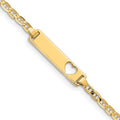 Bracelet gourmette à maille ancre avec cœur ajouré en or 14 carats