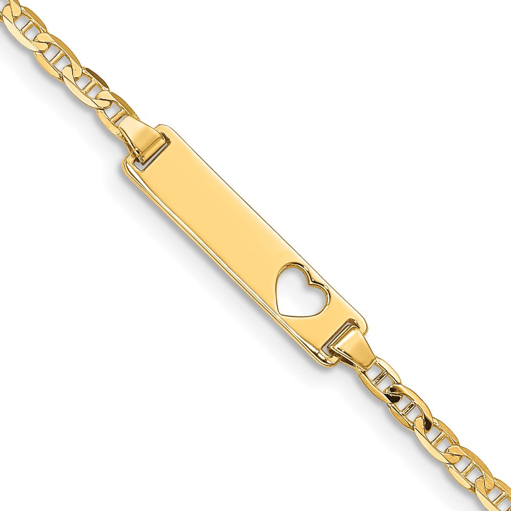 Bracelet gourmette à maille ancre avec cœur ajouré en or 14 carats