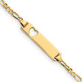Bracelet d’identification Figaro à maillons cœur ajourés en or 14 carats
