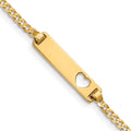 Bracelet gourmette prénom avec cœur ajouré en or 14 carats