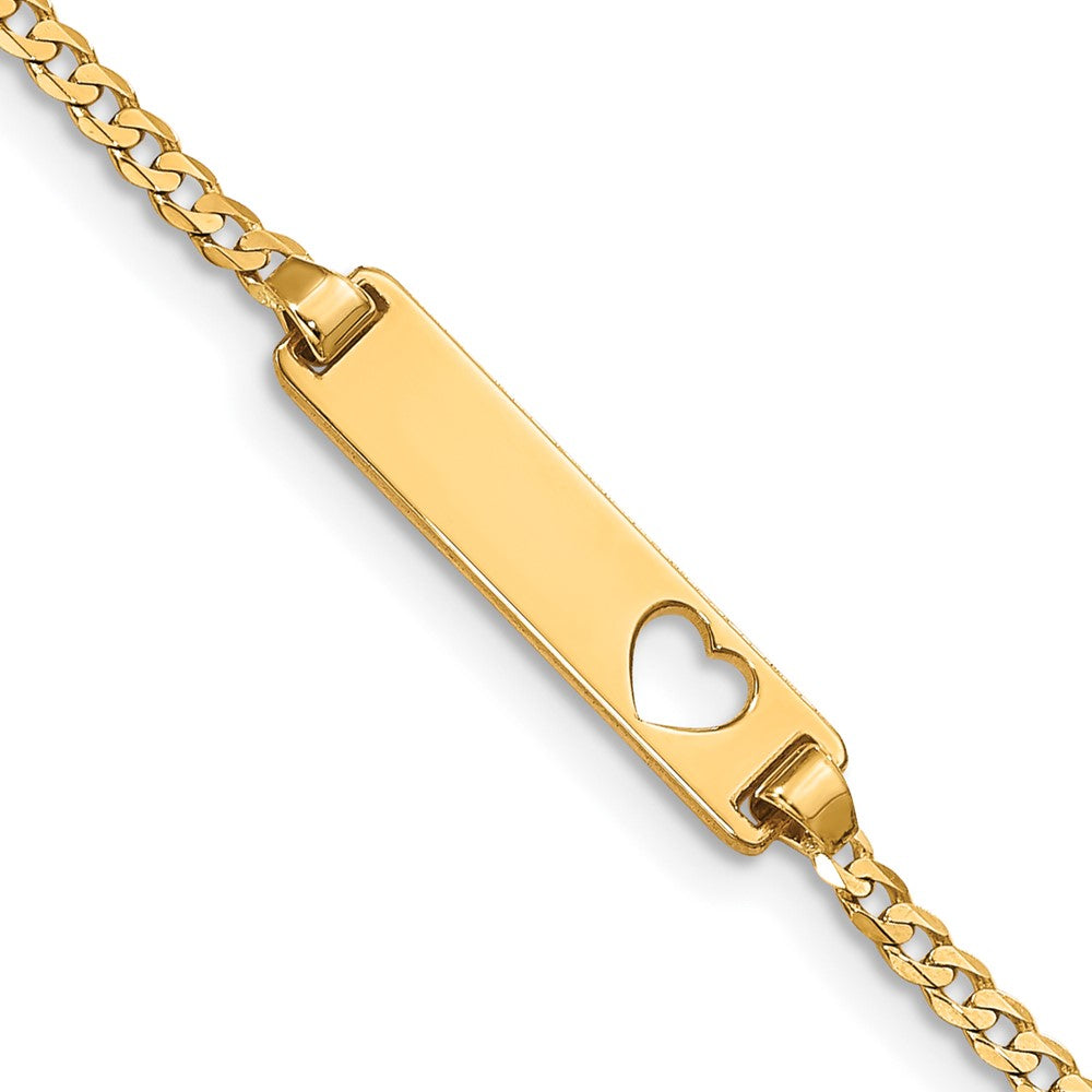 Bracelet gourmette prénom avec cœur ajouré en or 14 carats