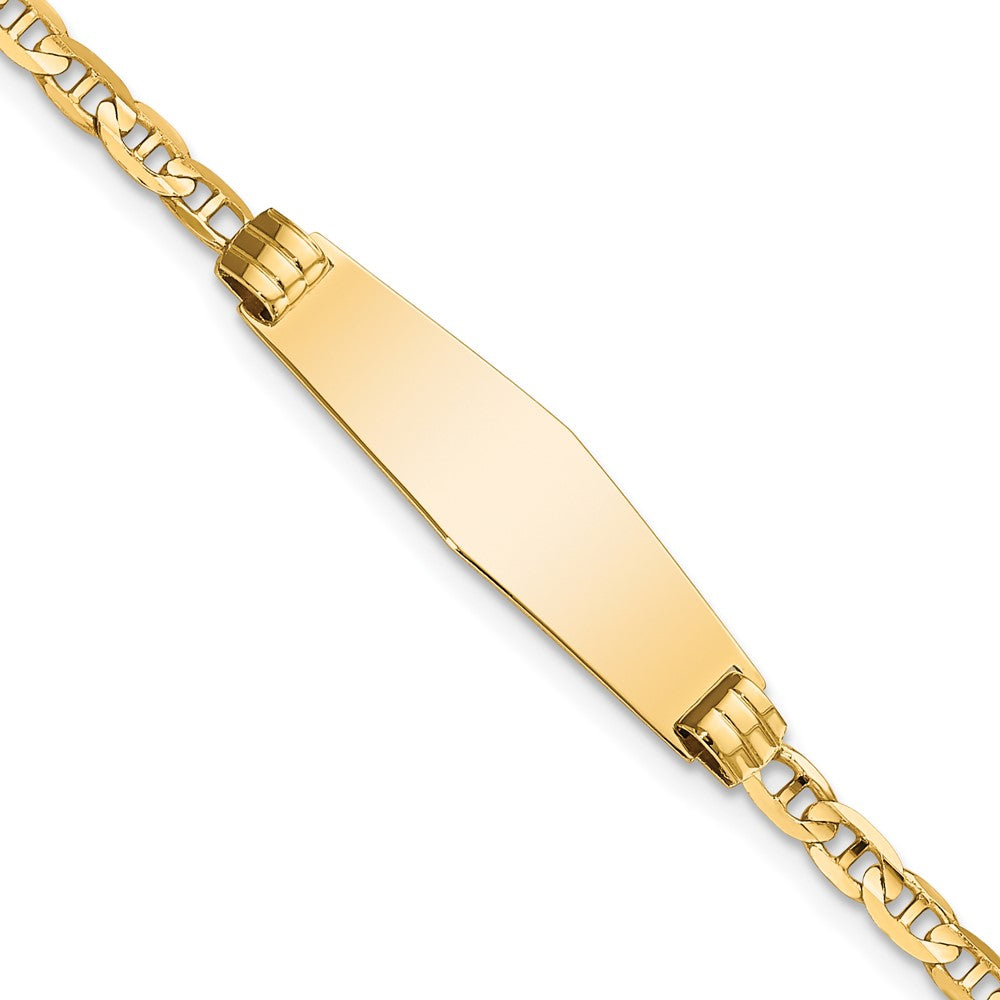 Bracelet gourmette pour enfant en or 14 carats à maillons ancre et forme diamant souple