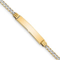 Bracelet d'identité pour enfant en or blanc 14 carats rhodié, maille gourmette pavée