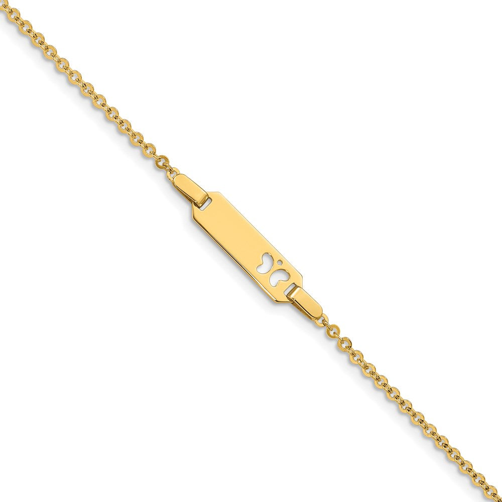 Bracelet d’identification pour enfant en or 14 carats avec papillon
