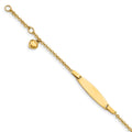 14k Polished with Dangling Heart Baby ID Bracelet, with 0.5 in Extender