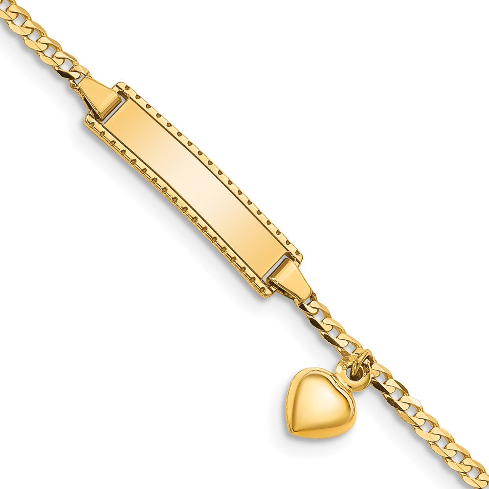 Bracelet gourmette personnalisable pour enfant avec pendentif cœur en or 14 carats