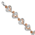 Bracelet cœur de quinceañera en or blanc et or rose 14 carats serti de diamants