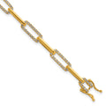 Bracelet à maillons trombone en or jaune poli 14 carats serti de diamants