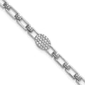 Bracelet à maillons fantaisie en or blanc 14 carats poli, avec grappe de diamants ovales et rallonge de 1 pouce