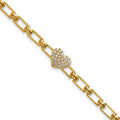 Bracelet à maillons fantaisie en or 14 carats poli, avec grappe de cœurs en diamants et rallonge de 1 pouce