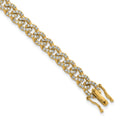 Bracelet gourmette fantaisie en or 14 carats poli serti de diamants
