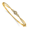 Bracelet jonc fantaisie articulé en or 14 carats, poli et texturé, orné de diamants
