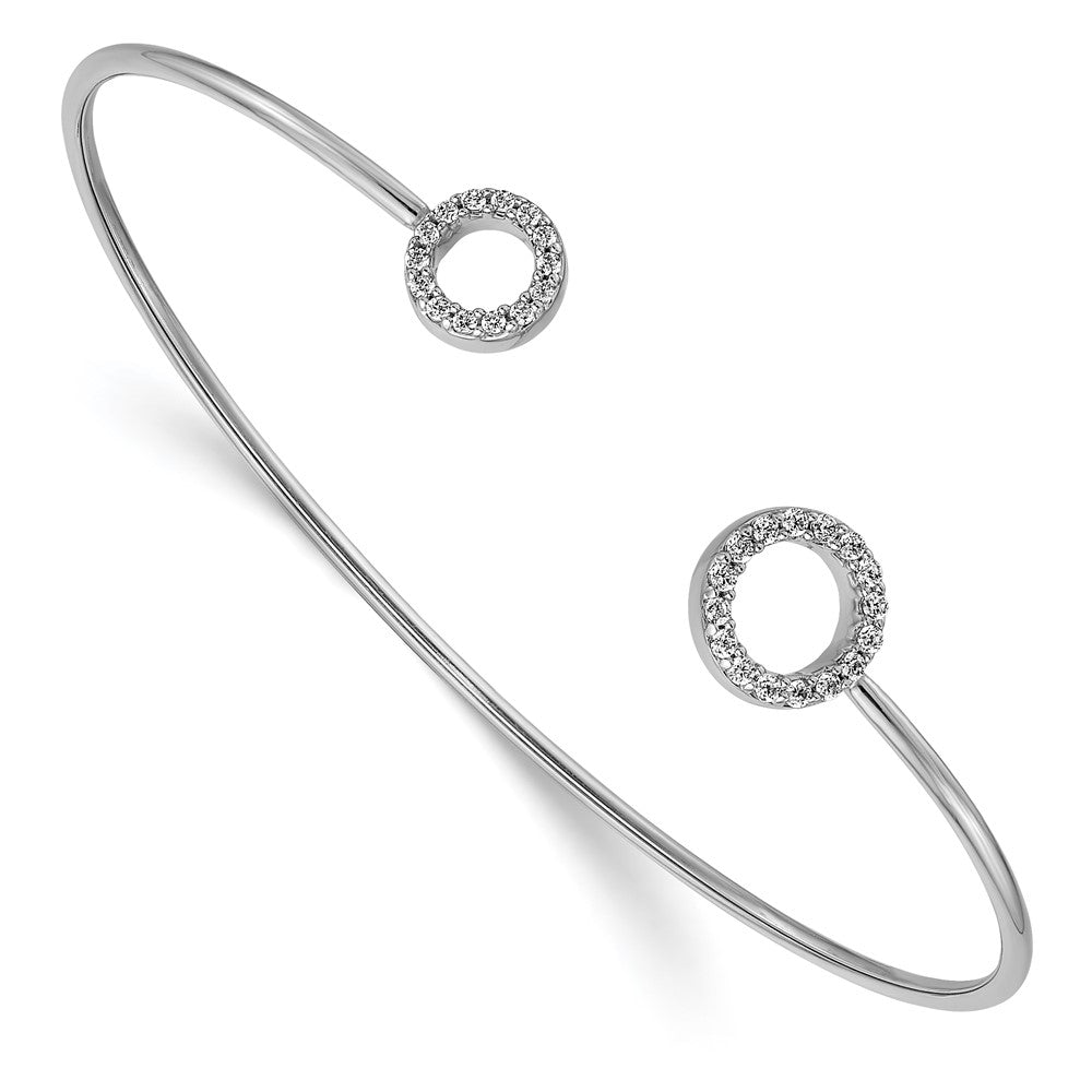 Bracelet jonc flexible à cercles de diamants en or blanc 14 carats